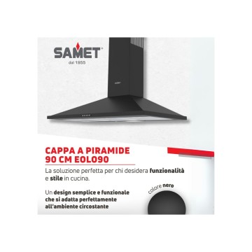 Pyramidenhaube 90 cm, 3-Gang schwarz - Eolo Samet