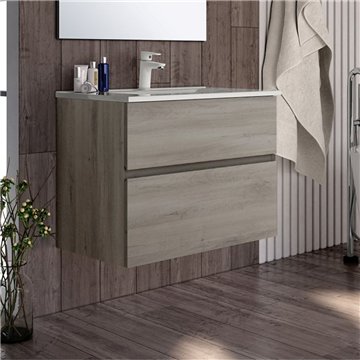 Hängeschrank Bad Eiche grau Londres 2 Schubladen 70x45x59H