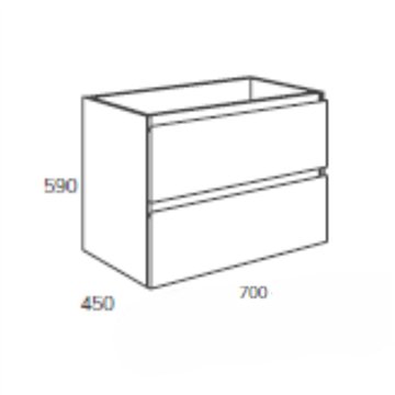 Hängeschrank Bad Eiche grau Londres 2 Schubladen 70x45x59H