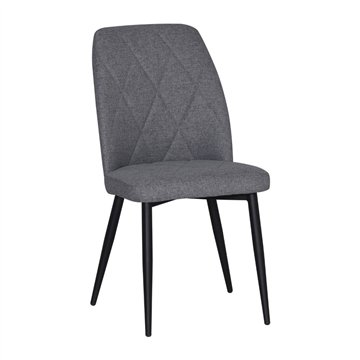 Vika Stuhl in grauem Stoff mit geometrischem Muster und schwarzen Füßen - Eleganz und Komfort