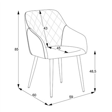 Rarra Stuhl in taubengrauem Stoff mit geometrischer Rückenlehne und schwarzen Beinen - Komfort für moderne Umgebungen