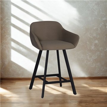 Mey taubengrauer Hocker mit gepolstertem Sitz und schwarzen Metallbeinen - Eleganz und Komfort für den Snackbereich