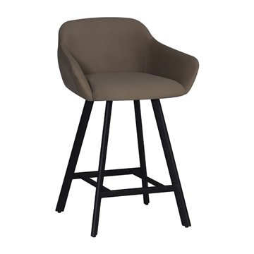 Mey taubengrauer Hocker mit gepolstertem Sitz und schwarzen Metallbeinen - Eleganz und Komfort für den Snackbereich