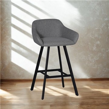 Mey Eschengrauer Hocker mit gepolstertem Sitz und schwarzen Metallbeinen - Eleganz und Komfort für den Snackbereich