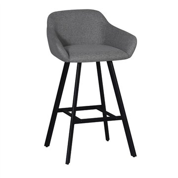 Mey Eschengrauer Hocker mit gepolstertem Sitz und schwarzen Metallbeinen - Eleganz und Komfort für den Snackbereich