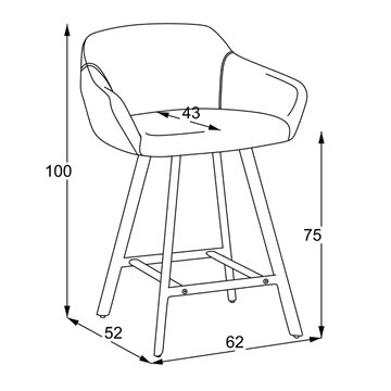 Mey Eschengrauer Hocker mit gepolstertem Sitz und schwarzen Metallbeinen - Eleganz und Komfort für den Snackbereich