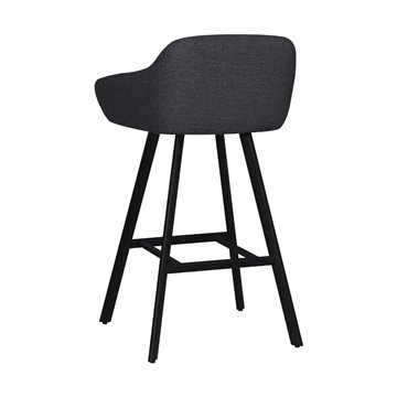 Mey dunkelgrauer Hocker mit gepolstertem Sitz und schwarzen Metallbeinen - Eleganz und Komfort für den Snackbereich