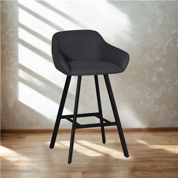 Mey dunkelgrauer Hocker mit gepolstertem Sitz und schwarzen Metallbeinen - Eleganz und Komfort für den Snackbereich