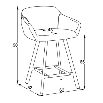 Mey dunkelgrauer Hocker mit gepolstertem Sitz und schwarzen Metallbeinen - Eleganz und Komfort für den Snackbereich