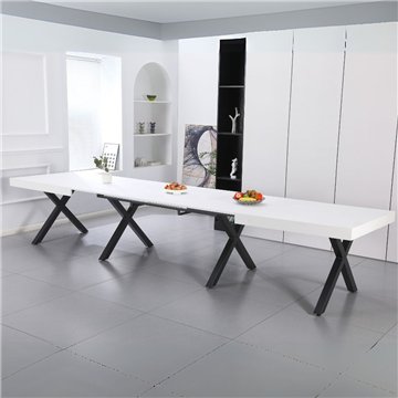 Tavolo allungabile Dava con piano bianco opaco e gambe in metallo nero 200x100x74H