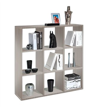 Bücherregal 9 offene Fächer Perlulme Hawai 106x32x106H
