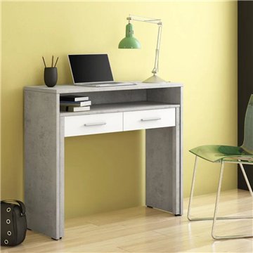 Scrivia Konsolentisch in Beton und Weiß mit ausziehbarer Platte - Funktionelles und platzsparendes Design