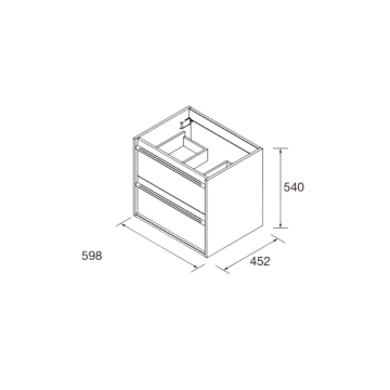 Wandbadezimmerschrank 60 cm eiche ostippo mit waschbecken und 2 schubladen