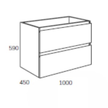 Wandbadezimmerschrank 100 cm Eiche grau mit 2 Schubladen - Mancys
