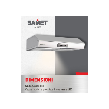60 cm Edelstahl-Unterbauhaube mit LED-Beleuchtung | Tornado Samet