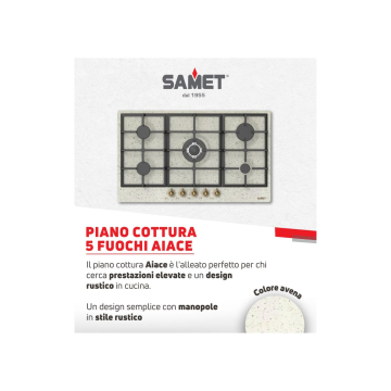 Kochfeld 90 cm 5-Flammen-Hafer - Samet Aiace | Toscohome