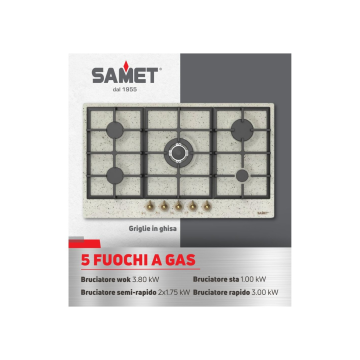 Kochfeld 90 cm 5-Flammen-Hafer - Samet Aiace | Toscohome
