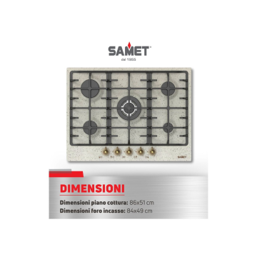 Kochfeld 90 cm 5-Flammen-Hafer - Samet Aiace | Toscohome