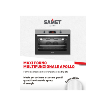 Maxi-Backofen 90 cm aus Edelstahl 100 l Fassungsvermögen Klasse A - Samet Apollo