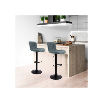 Verstellbarer Hocker Kunstleder grau Basis schwarz Snas
