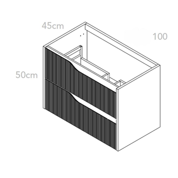 Soho mattweißer wandmontierter Badezimmerschrank mit Schubladen in Rillenoptik 100x45x50H