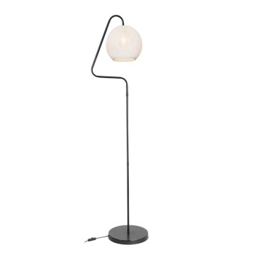 Yumak MDL4256 graue Stehleuchte mit weißem Stoffschirm