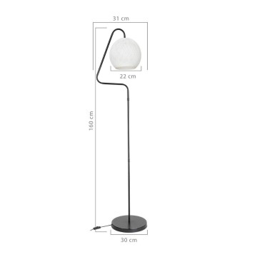 Yumak MDL4256 graue Stehleuchte mit weißem Stoffschirm