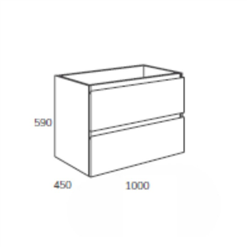 Hängeschrank weiß lackiert Londres Badezimmerschrank 2 Schubladen 100x45x59H