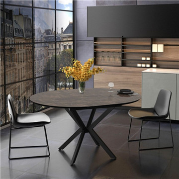 DOBOK TISCH WEISS-GLÄNZENDE PLATTE UND SCHWARZE GABME Ø110+35 CM