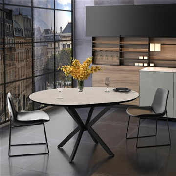 DOBOK TISCH GLÄNZEND CASHEMIR PLATTE UND SCHWARZ GABME Ø110+35 CM