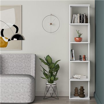 Piri weißes Würfelbücherregal mit 5 Fachböden 35x30x161H - Geometrisches Design und Funktionalität
