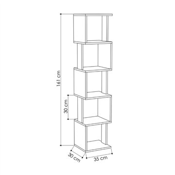 Piri weißes Würfelbücherregal mit 5 Fachböden 35x30x161H - Geometrisches Design und Funktionalität