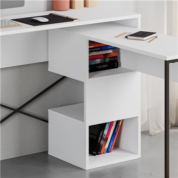 Badau weißer, erweiterbarer Raumspartisch mit schwarzem Metallgestell - Funktionalität und Stil