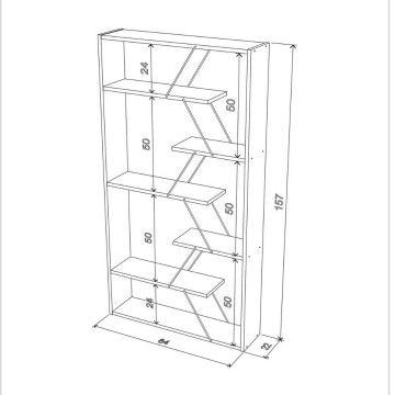 Tars weißes Bücherregal 84x24x157H RF1603242