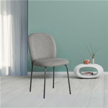 Sedia imbottita Turi in tessuto grigio e gambe in metallo