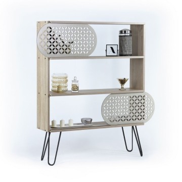 Bücherregal 3 Fachböden Ilia Eiche schwarz 94x25x117 MT1905121