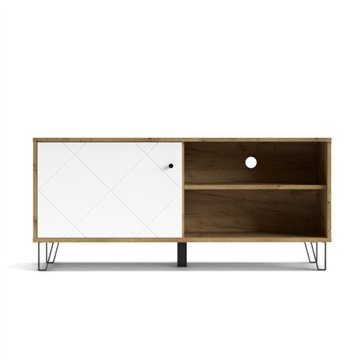 Mobile porta Tv 1 anta e vano a giorno BolloBO01B 123x40x55H colore rovere bianco
