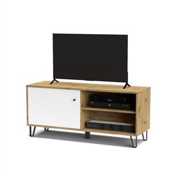 Mobile porta Tv 1 anta e vano a giorno BolloBO01B 123x40x55H colore rovere bianco