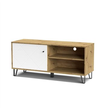 Mobile porta Tv 1 anta e vano a giorno BolloBO01B 123x40x55H colore rovere bianco