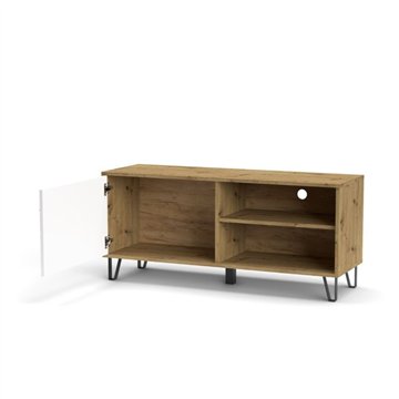Mobile porta Tv 1 anta e vano a giorno BolloBO01B 123x40x55H colore rovere bianco