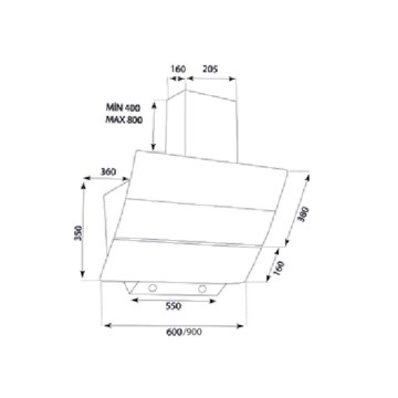 SAMET Wand-Dunstabzugshaube TURBINE 90 weiß 90 cm