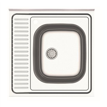 Quadratische Küchenspüle 60x60x15H mit einem Becken aus Edelstahl SA24