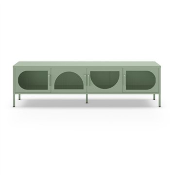 Porta TV in metallo Tayra con 4 ante reticolate verde menta 180x35x50H - Stile moderno e anima industrial