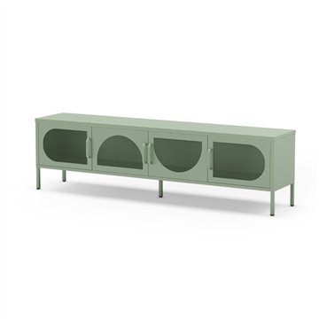 Porta TV in metallo Tayra con 4 ante reticolate verde menta 180x35x50H - Stile moderno e anima industrial