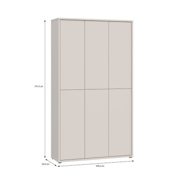 Mehrzweck-Kleiderschrank 6 Türen 109x35x192 Kaschmir Farbe Medea