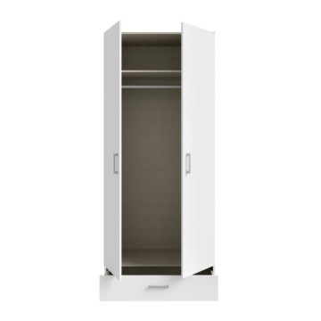 Kleiderschrank 2 Türen 1 Schublade weiß 89x54x210.5H Arcadia