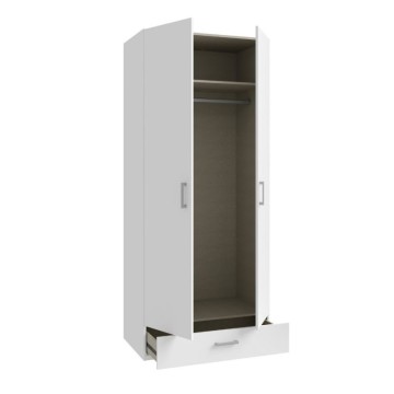 Kleiderschrank 2 Türen 1 Schublade weiß 89x54x210.5H Arcadia