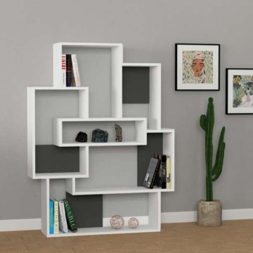 Barce anthrazit weißes Bücherregal 101x22x132h