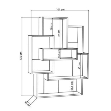 Barce anthrazit weißes Bücherregal 101x22x132h