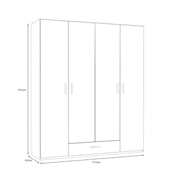 copy of Kleiderschrank 2 Türen 1 Schublade weiß 89x54x210.5H Arcadia